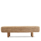 Banquette en tressé avec pieds en bois, Le banc de jacinthes d’eau élégant
