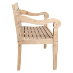 Banc de jardin en teck sculpté bois naturel avec dossier ajouré 120x65 cm