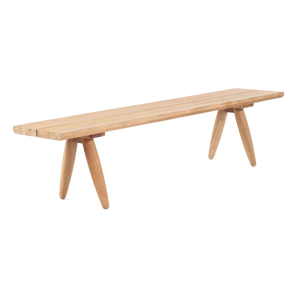 Banquette en bois avec jambes inclinées pour le produit Le banc Matita Extérieur 40