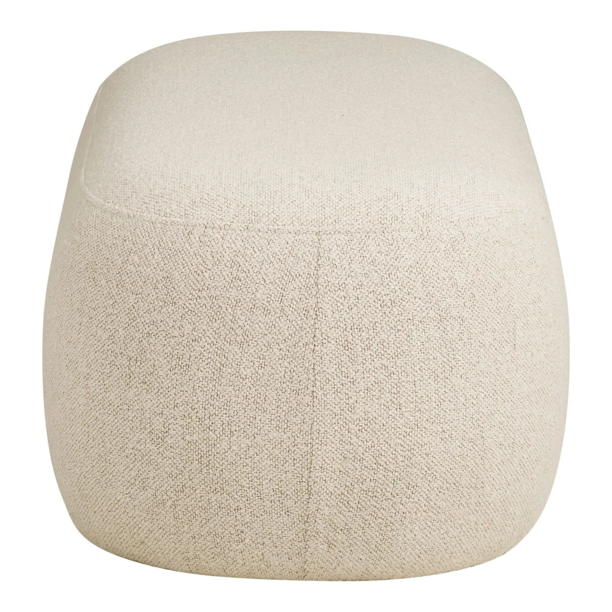 Banc ottoman bouclé beige forme galet monobloc 100x50 cm crème texturé