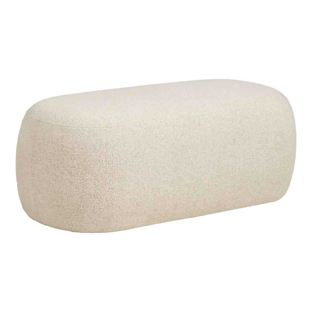 Ottoman Banc bouclé beige galet monobloc 100x50 cm crème texturé