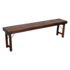 Banc pliable en bois recyclé brun avec renforts métal 160x30 cm