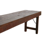 Banc pliable en bois recyclé brun avec renforts métal, 160x30 cm