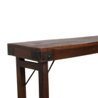 Banc pliable en bois recyclé brun 160x30 cm avec renforts métal