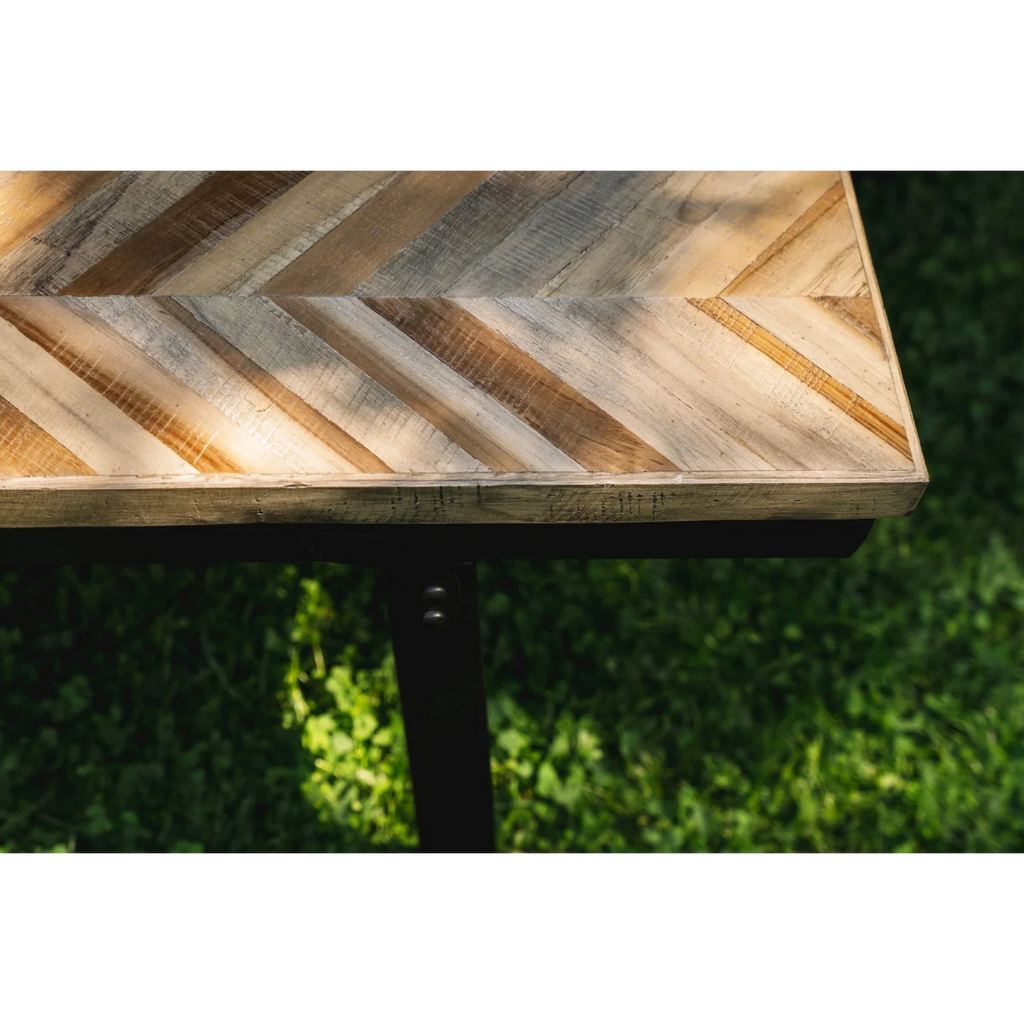Banc pliable bois teck et métal noir – 110x40 cm