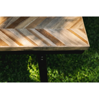 Banc pliable bois teck et métal noir – 110x40 cm