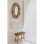 Tabouret en raphia avec pieds en bois pour le banc Naturel