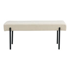 Banquette rectangulaire en tissu bouclé beige avec pieds en métal noir 100x36 cm
