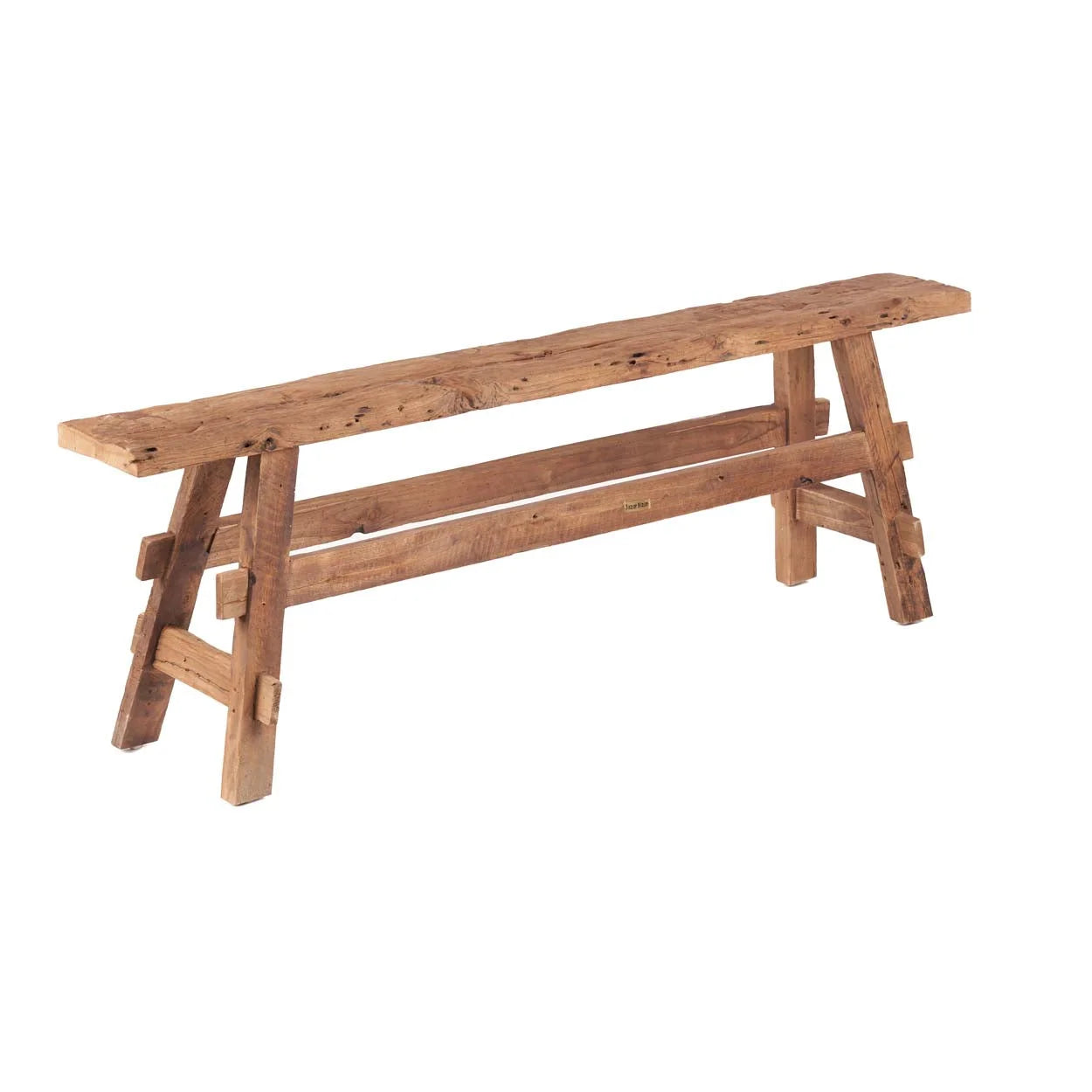 Banquette en teck massif rustique de 150cm pour entrée ou chambre