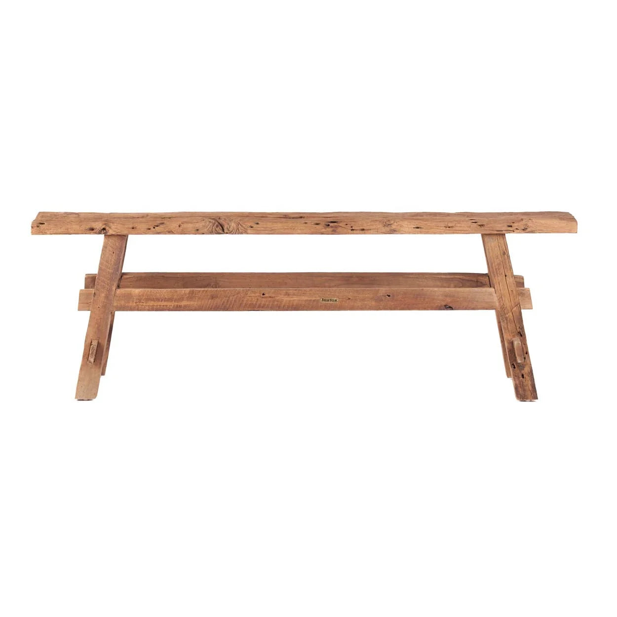 Banc en teck massif rustique de 150 cm pour entrée ou chambre