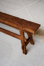 Banco en teck massif de 150 cm, style rustique pour entrée ou chambre