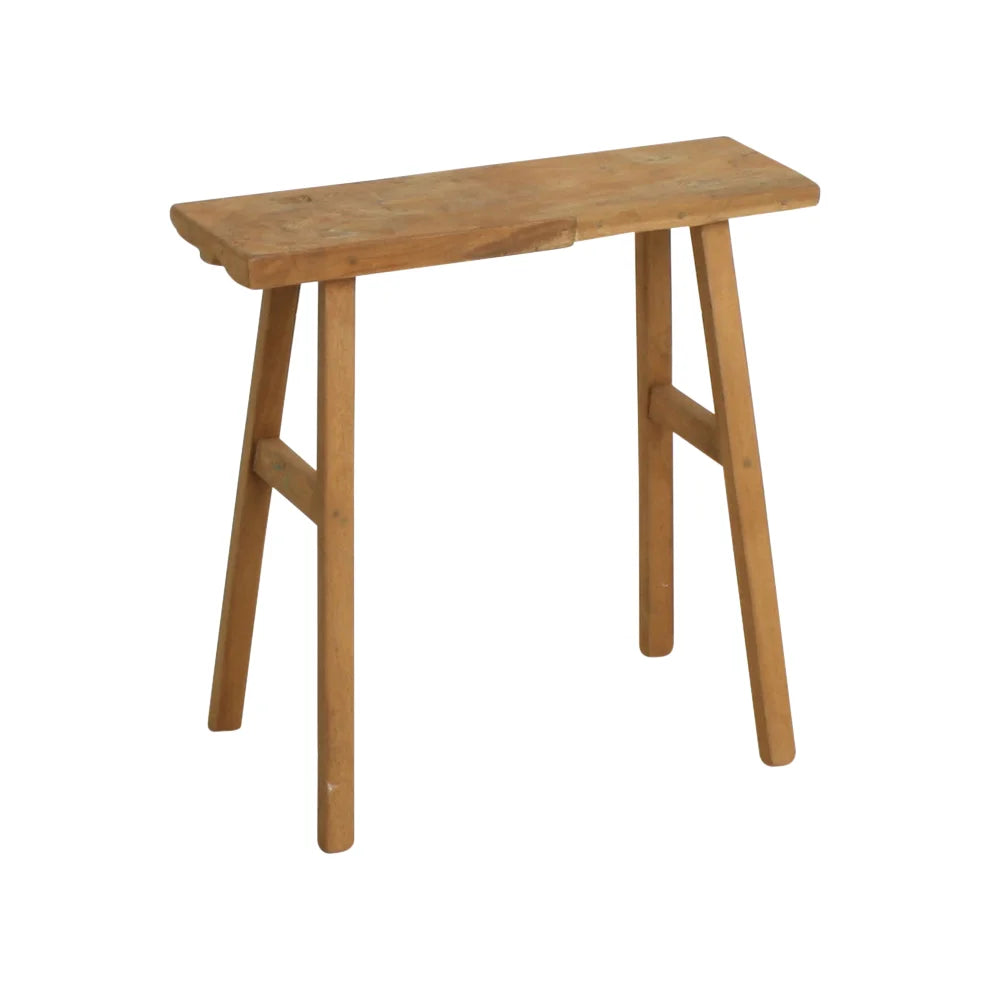 Banc en teck recyclé finition naturelle pieds évasés 40x17 cm