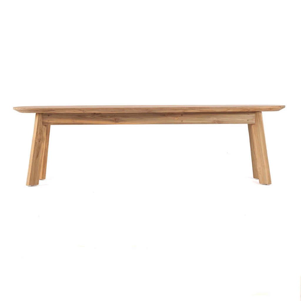 Banc en teck recyclé ovale naturel – 160x40 cm
