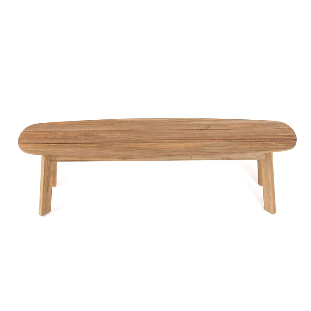 Banquette en bois avec extrémités arrondies pour le produit Le banc Tutuala Extérieur 40