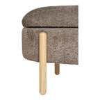 Banquette ovale en bouclé taupe avec pieds bois clair 98x41 cm