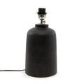Base de lampe à poser cylindrique en terre cuite noire avec socle en chrome et finition mate
