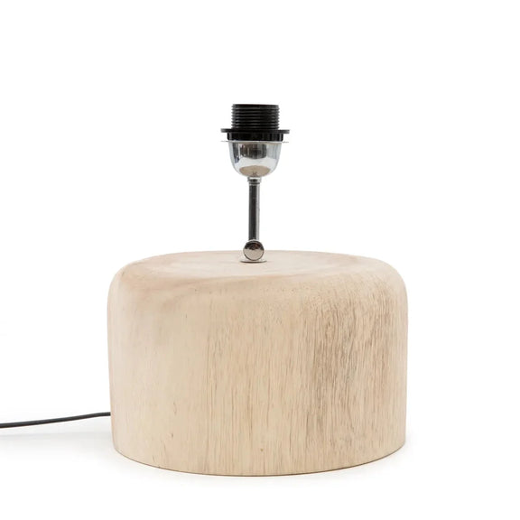 Base de lampe de table en bois de teck naturel avec support noir élégante