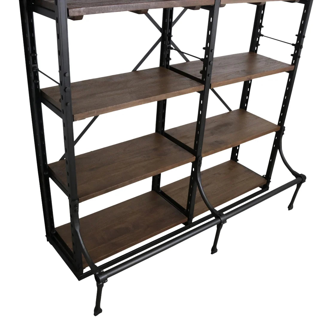 Bibliothèque double métal noir bois naturel 152x62 cm