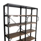 Bibliothèque double métal noir bois naturel 152x62 cm