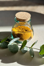 Bocal en verre recyclé bleu avec bouchon liège - Ø12 cm