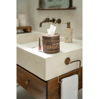 Boîte à mouchoirs en rotin marron cylindrique, design rond et tissé naturel