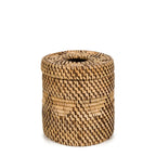 Housse en rotin naturel pour boîte à mouchoirs cylindrique avec motif élégant