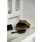 Boîte de rangement rectangulaire en perles dorées motif géométrique