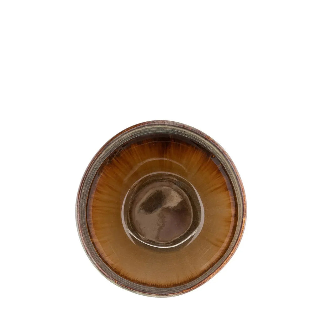 Bol à céréales en céramique gris intérieur marron brillant – Lot de 6