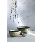 Bol à céréales en céramique gris intérieur marron brillant – Lot de 6