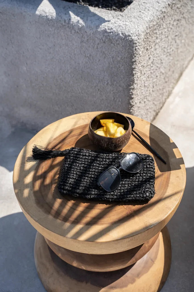 Tabouret en bois avec accessoires pour le bol alimentaire Coco Noir naturel