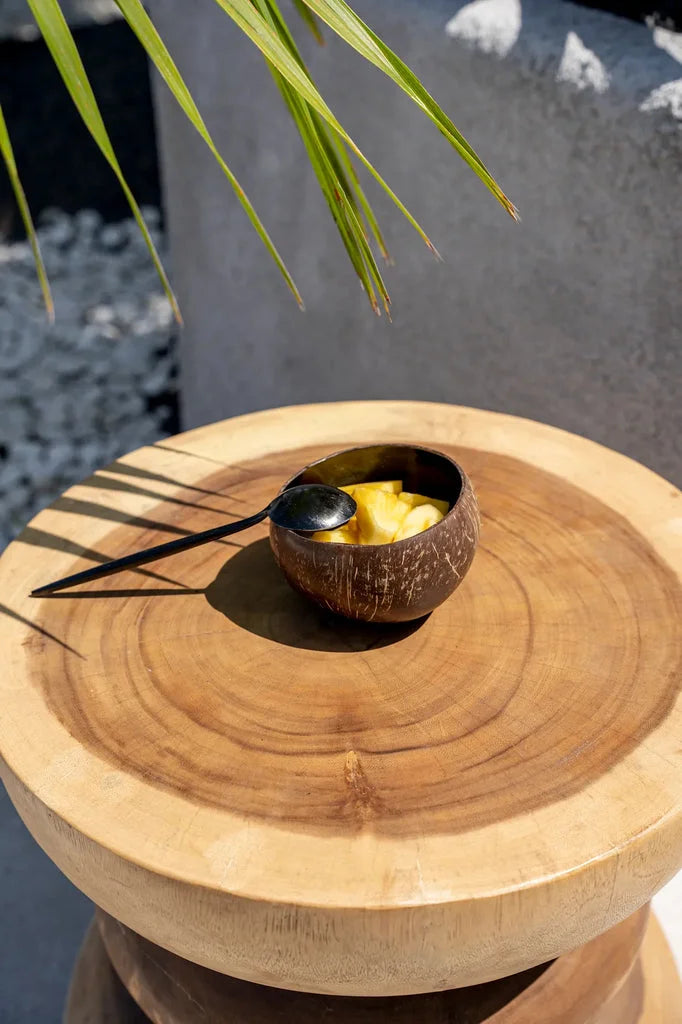 Bol alimentaire Coco Noir naturel rempli de fruits avec une cuillère élégante