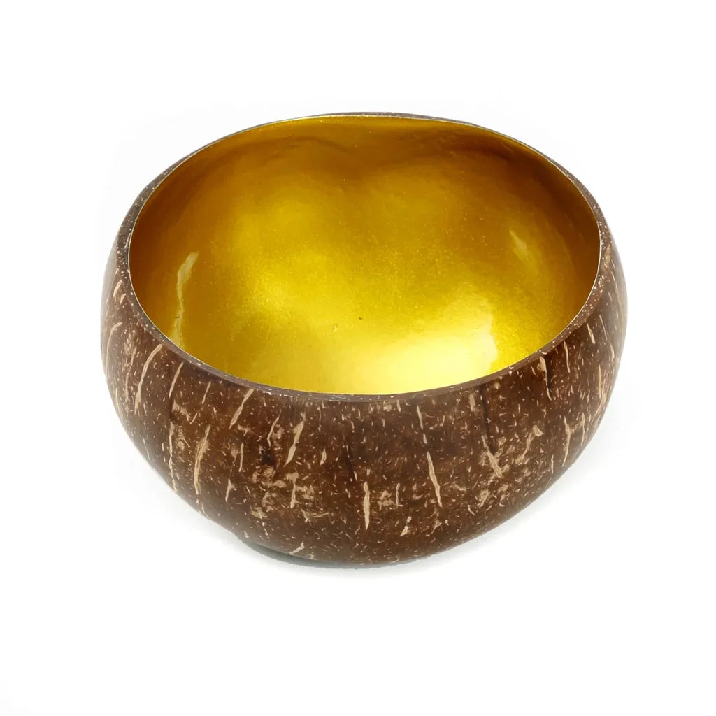 Bol en coquille de noix de coco avec intérieur doré pour le Le bol alimentaire Coco Or naturel