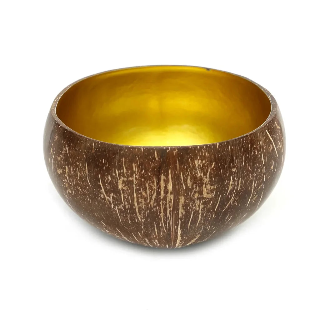 Bol en coque de noix de coco avec intérieur doré pour Le bol alimentaire Coco Or naturel