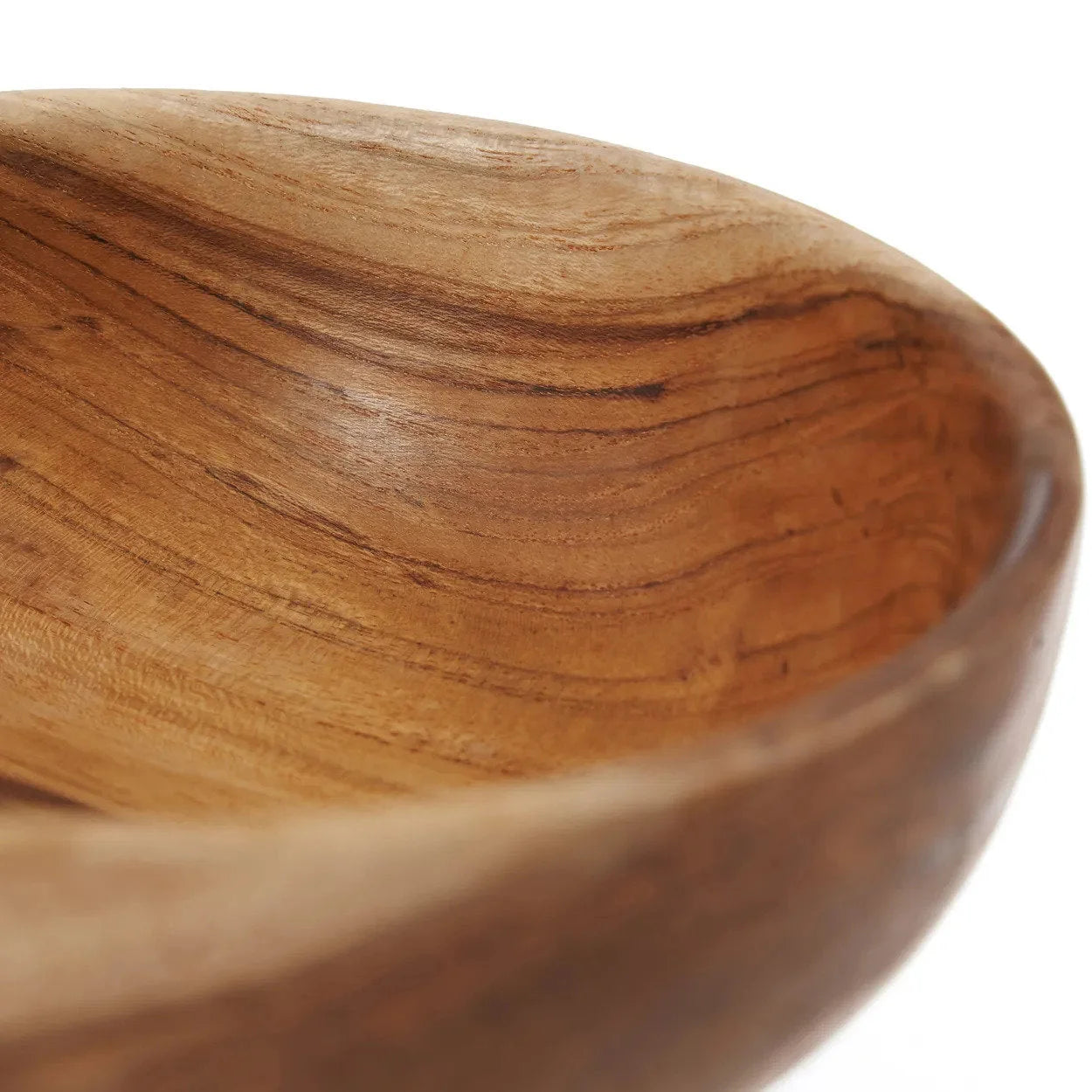 Bol apéritif en bois de teck sculpté avec grain naturel et forme organique