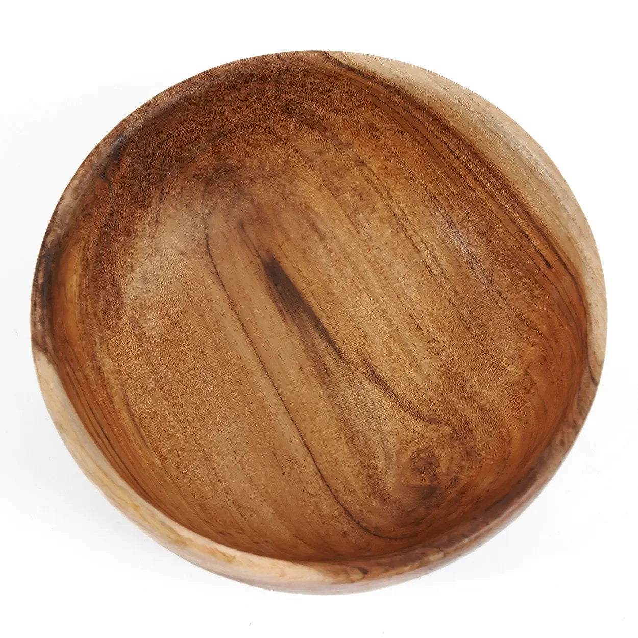 Bol apéritif en bois de teck sculpté forme organique avec grain naturel et finition lisse