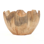 Bol en bois de teck naturel bord ondulé pour fruits et décoration