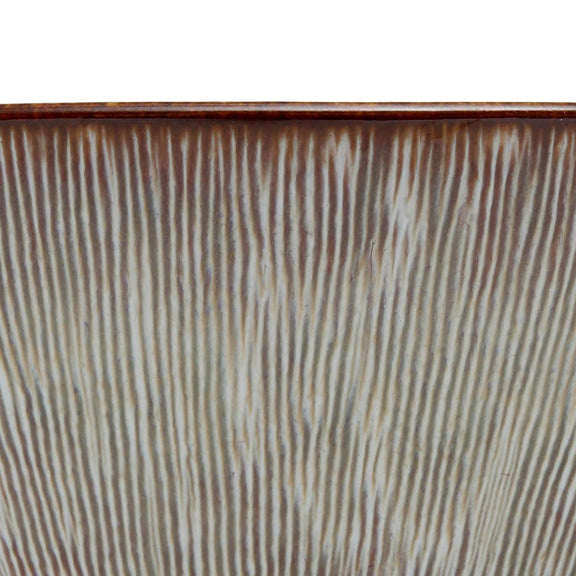 Vas en céramique artisanal avec verre texturé à bord marron, lot de 2 pièces