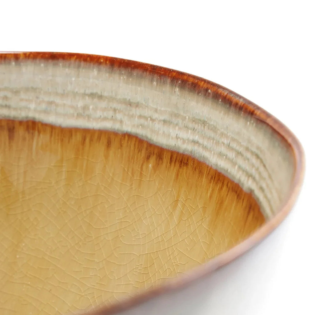 Bol en céramique artisanale au glaçage terre cuite craquelé