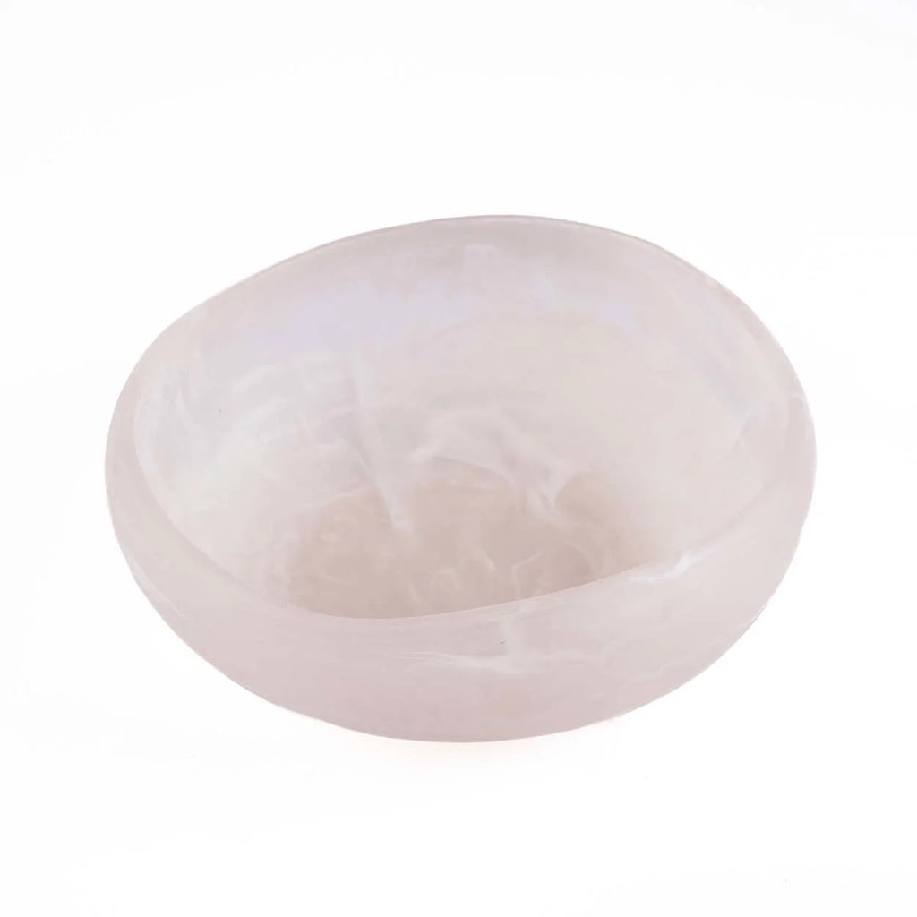 Bol décoratif en résine ivoire forme organique translucide lisse