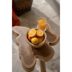 Bol décoratif rond en racine de teck sculptée finition naturelle