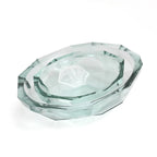 Bol décoratif en verre transparent origami bleu oval