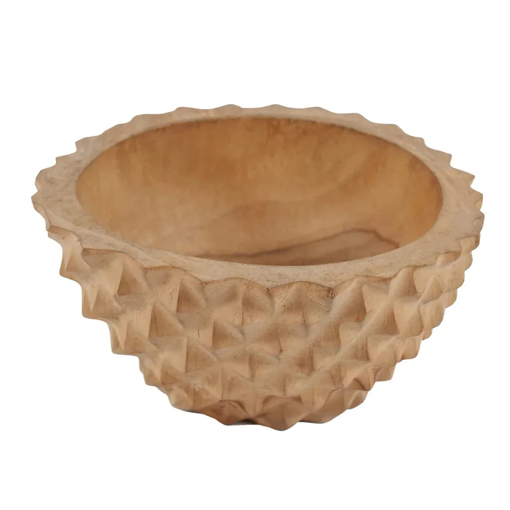 Bol en bois texturé en racine de teck pour le produit Le bol de durian en racine de teck M