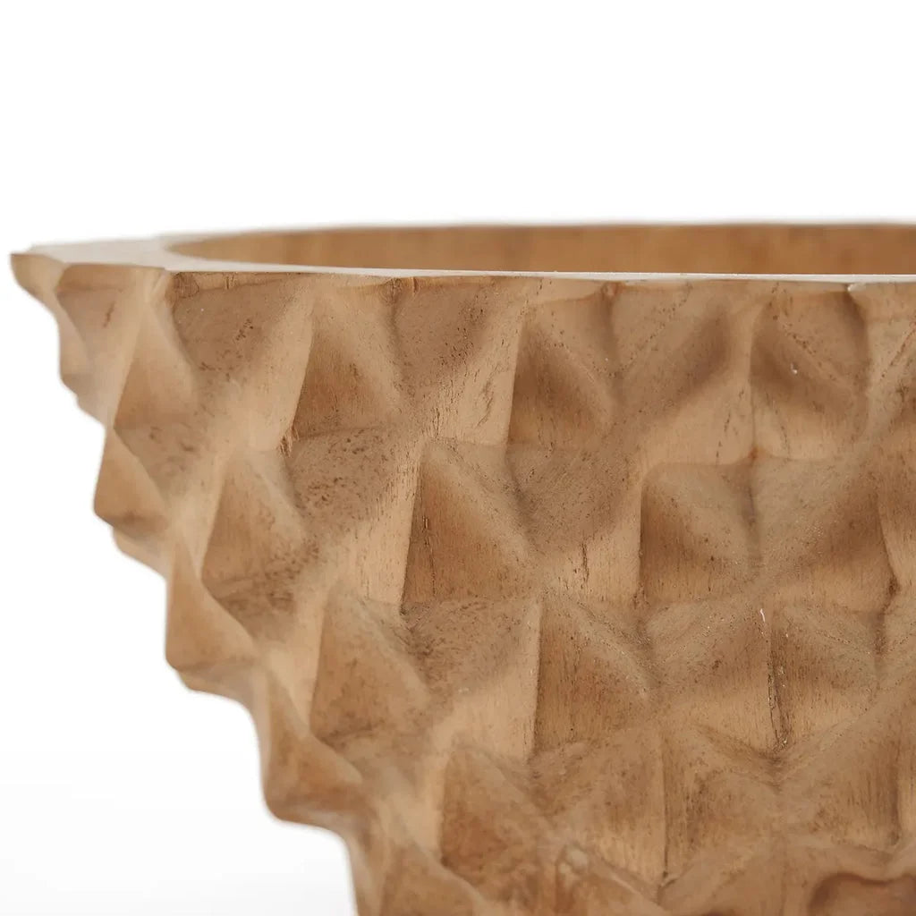 Poterie en terracotta texturée pour le Le bol de durian en racine de teck M