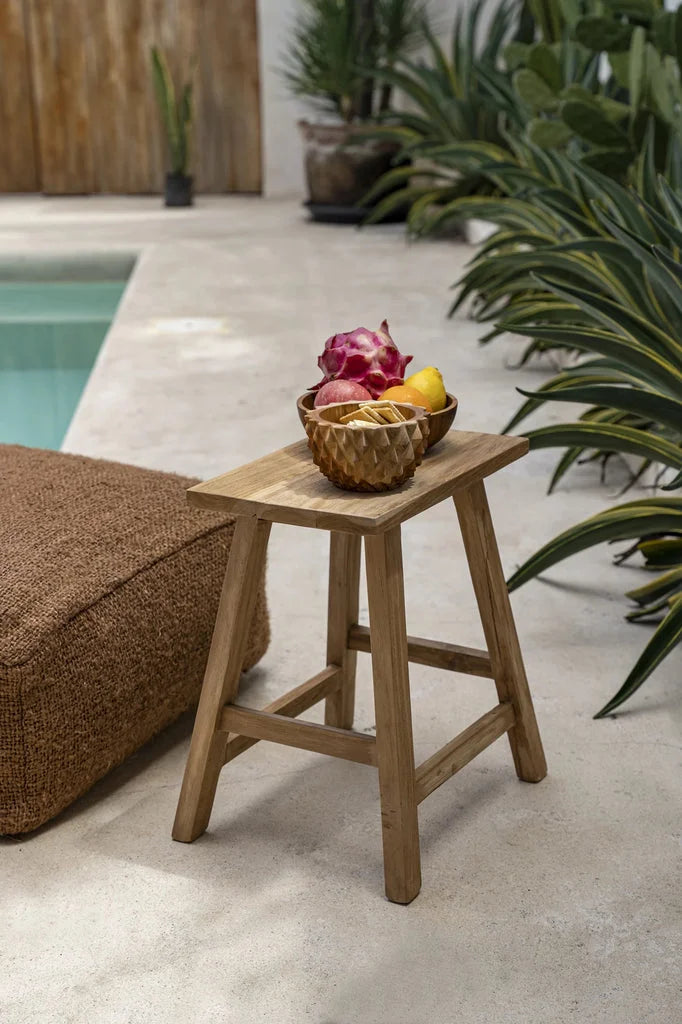 Chaise en bois avec bowls de fruits pour le bol de durian en racine de teck S