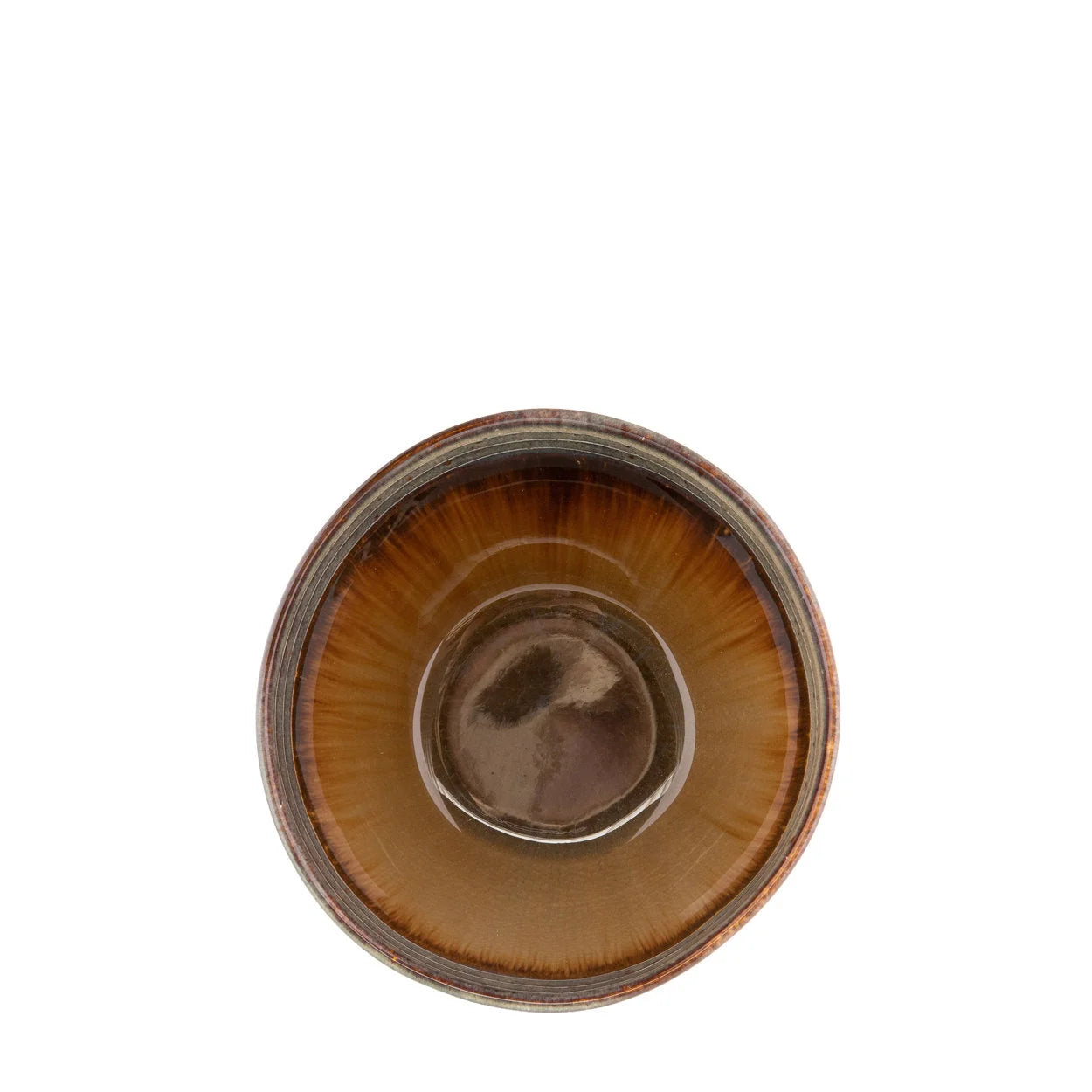 Bol en grès émaillé beige et brun avec glaçure gradient intérieure brillante