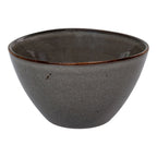 Bol en grès gris marron avec bordure en brun, facade élégante, lot de 4 pièces