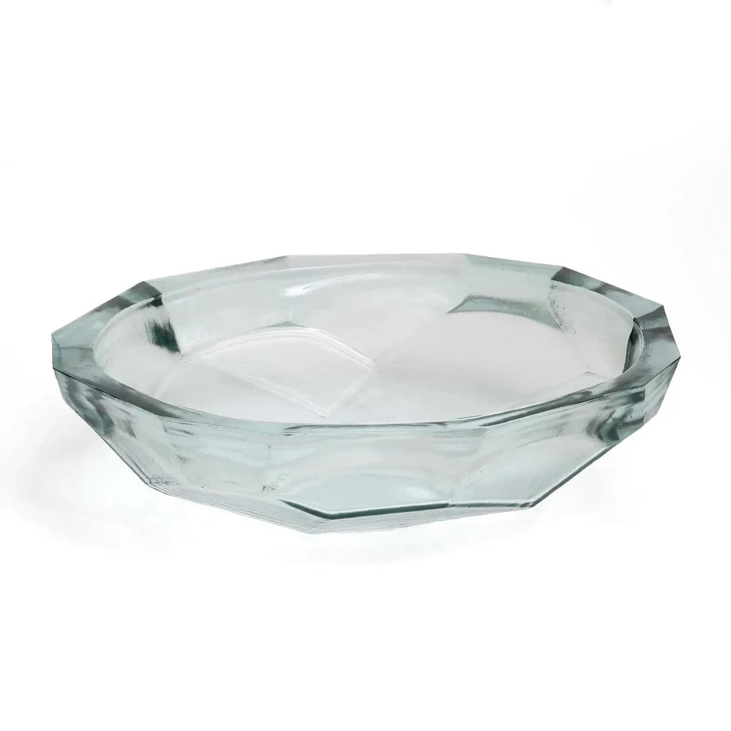 Bol en origami bleu en verre transparent facetté pour décoration et cuisine