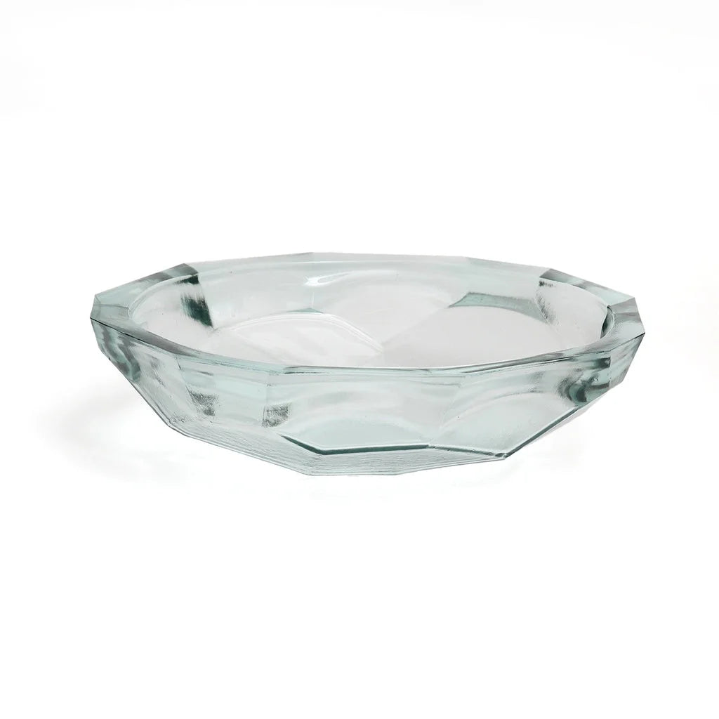 Bol en origami bleu en verre facetté clair pour la décoration élégante