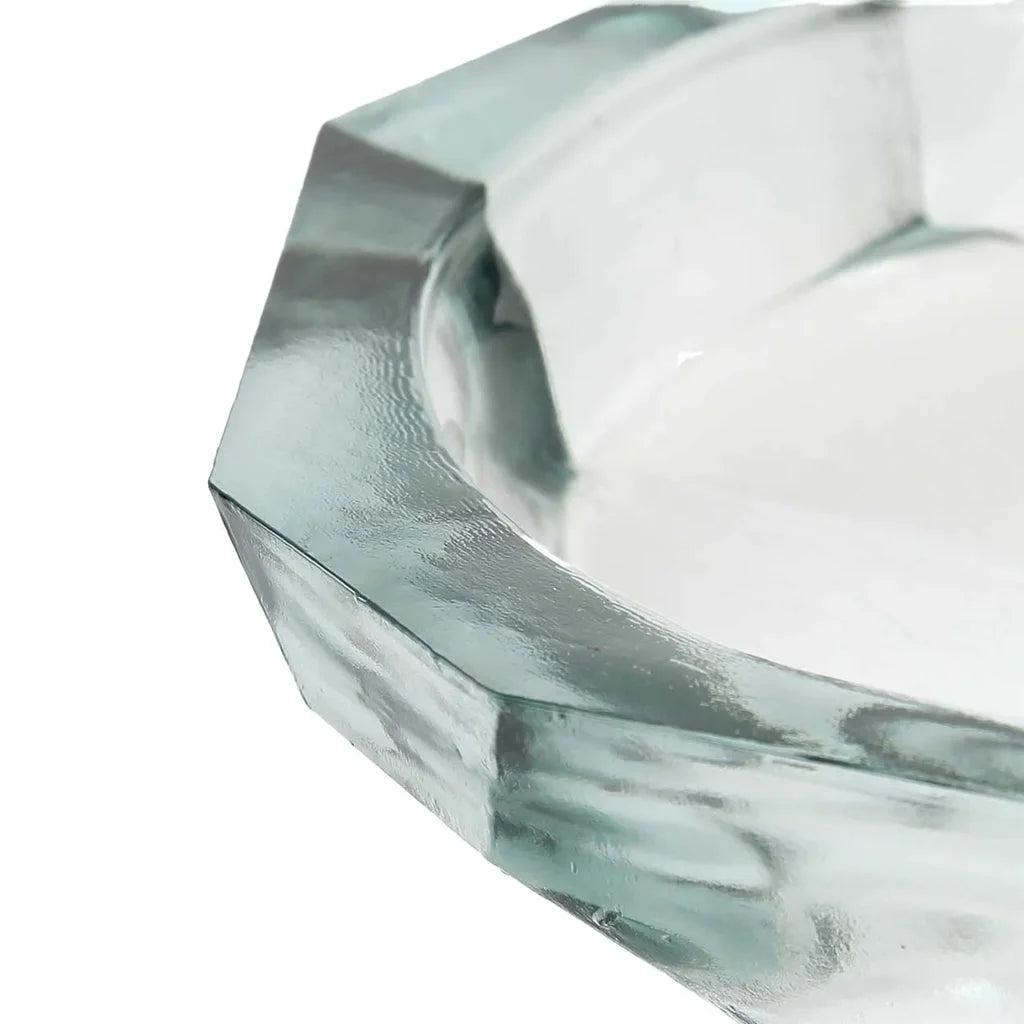 Aschenebis en verre clair octogonal pour le produit Le bol en origami bleu L