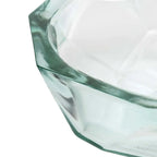 Bol en origami bleu avec intérieur en verre translucide vert, format M
